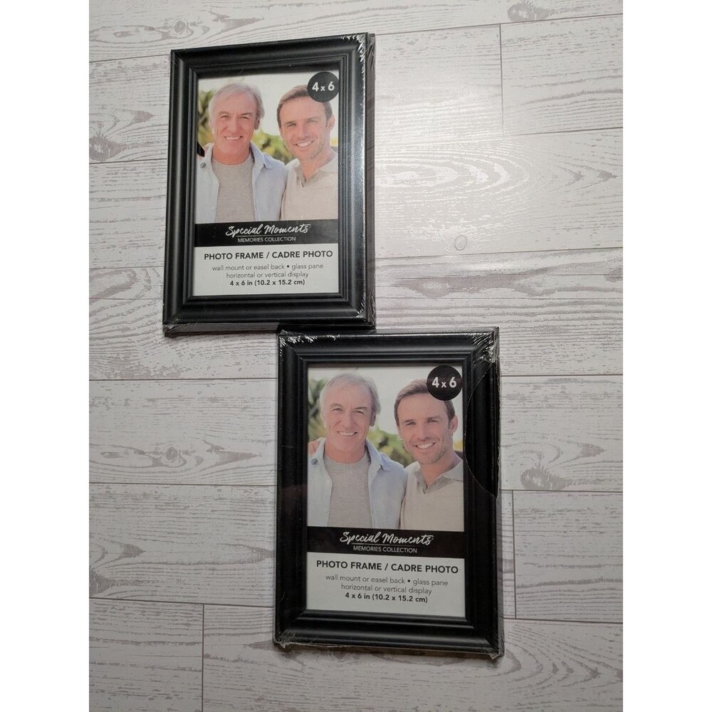Special Moments Set of 2 Black 4x6 Photo Picture Frames New Minimalist Home